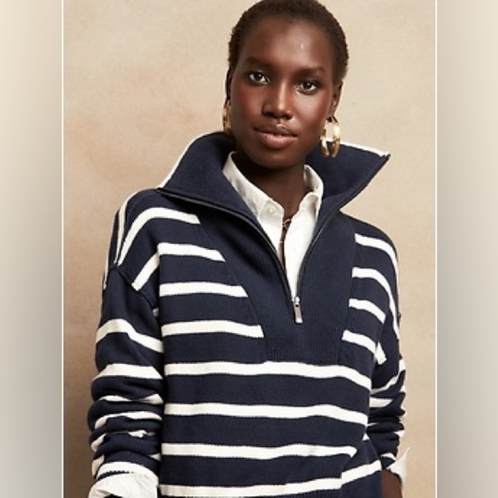 Banana Republic women’s half zip‎ sweater academia